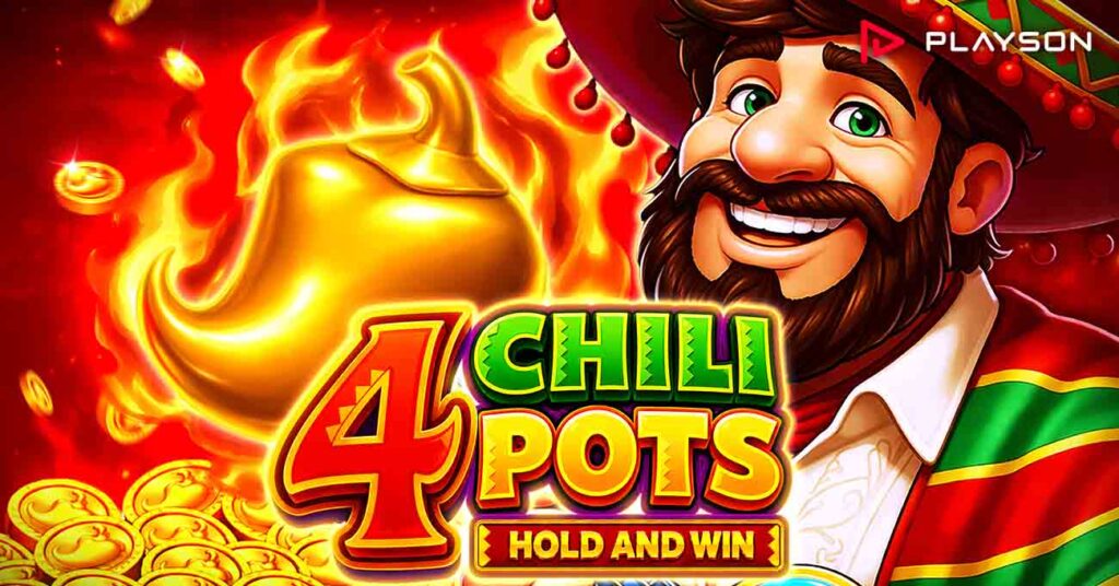 4 Chili Pots: Hold and Win gameplay screen showing red, orange and green Chili Bonus symbols during the Bonus Game