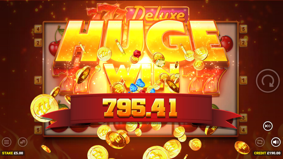 777 Deluxe slot base game reels showing classic 7 and bar symbols on the 5-line grid