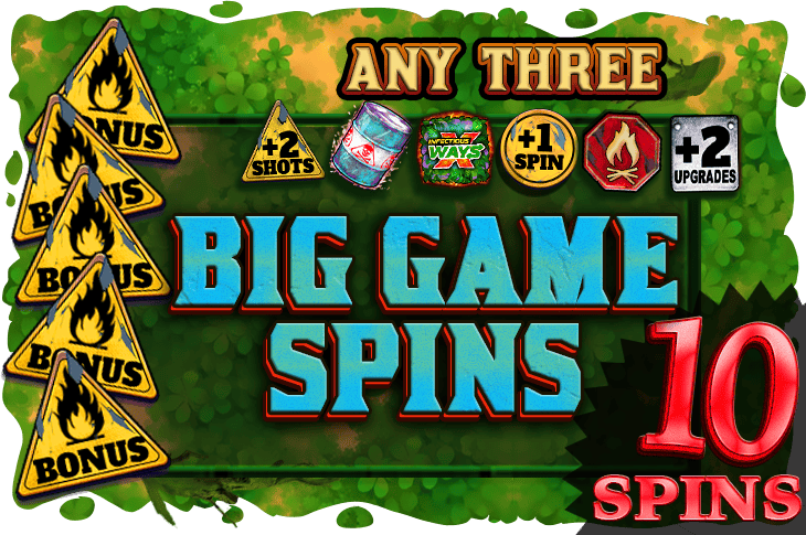 Big Game Spins bonus round intro screen showing 10 awarded spins