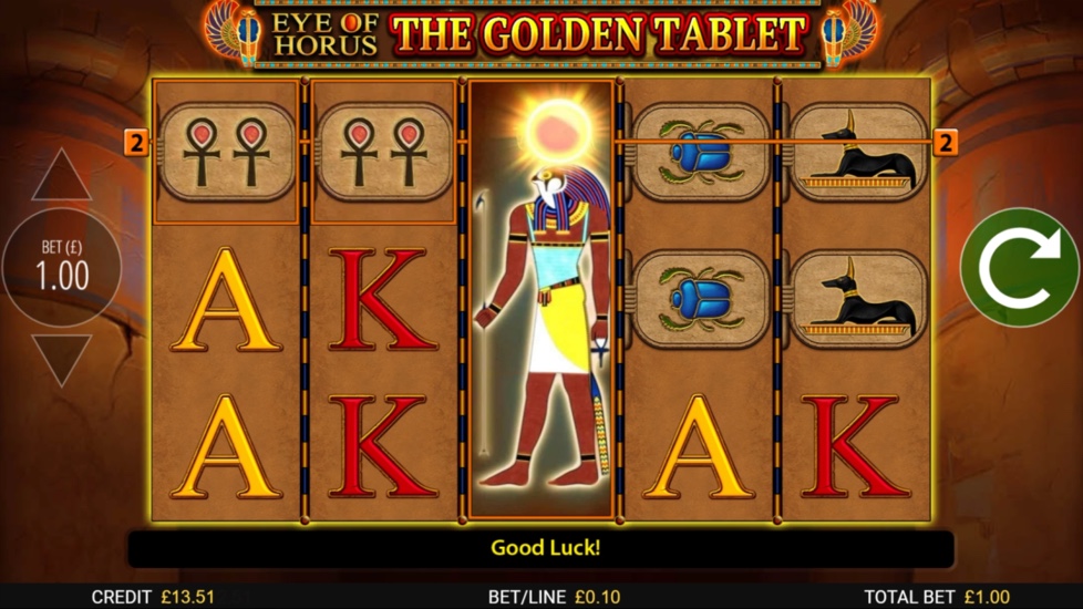 Eye of Horus The Golden Tablet expanding Horus wild covering reel 3