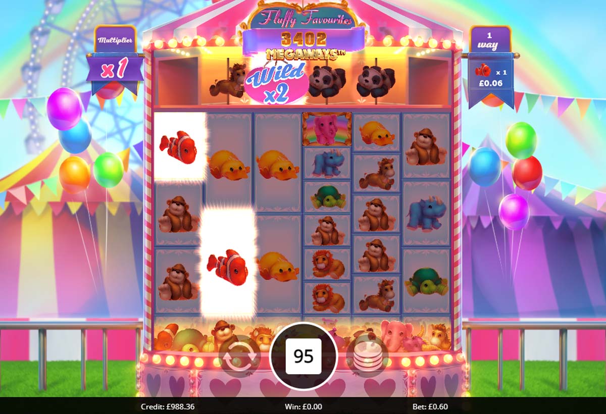 Multiplier value displayed on a claw wild symbol in Fluffy Favourites Megaways