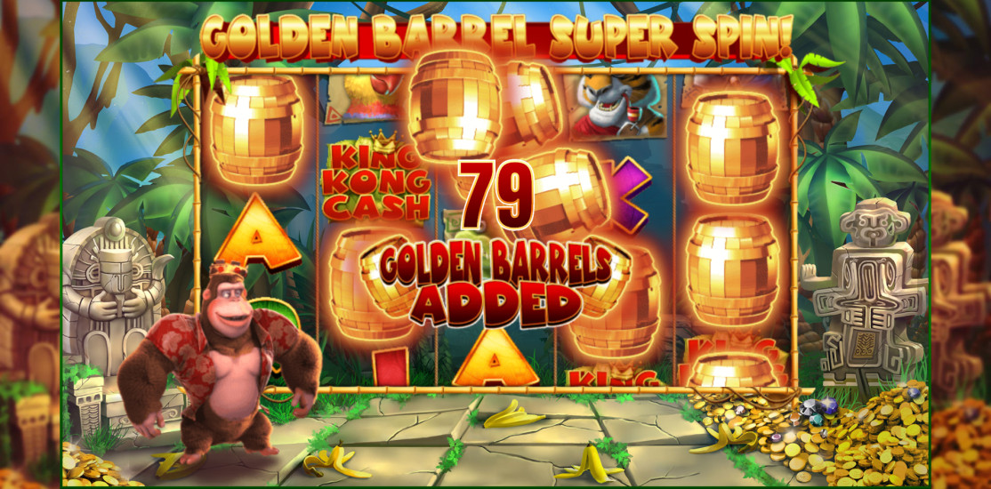 King Kong Cash slot bonus selection screen showing the choice of five Kongtastic feature games