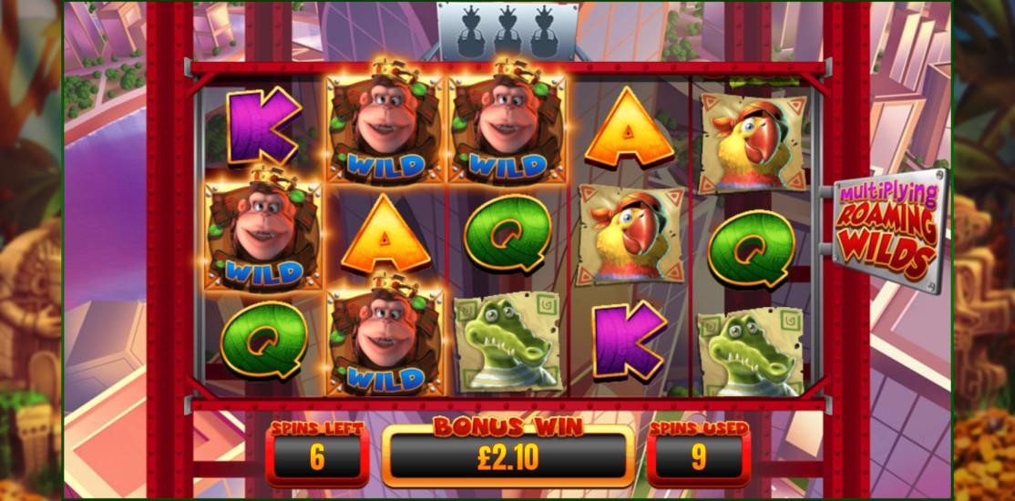 King Kong Cash slot Big Monkey Bonus feature showing barrel picking screen with prize values