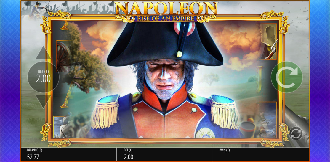 Napoleon slot showing the Wild Multiplier symbol appearing on the reels during base game play