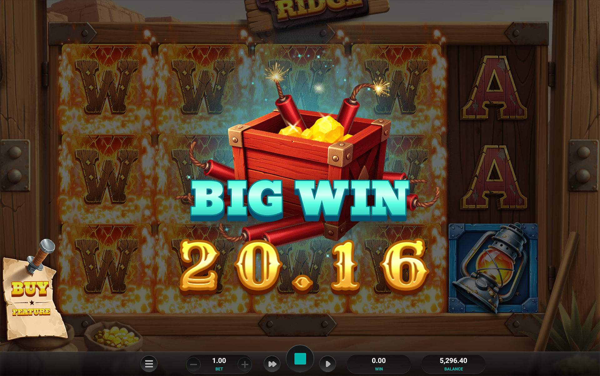 Nugget Ridge Epic Win celebration screen showing a red dynamite crate overflowing with gold nuggets and scattered coins