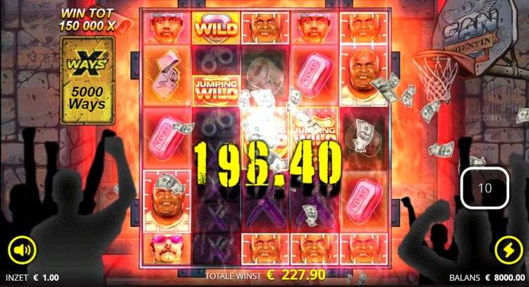 San Quentin xWays Lockdown Spins bonus round with a Jumping Wild multiplier symbol and cash win overlay