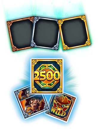 Sea of Spirits symbol illustration showing empty Frame overlays, a 2500x Coin Reveal prize, and a Wild Activator symbol