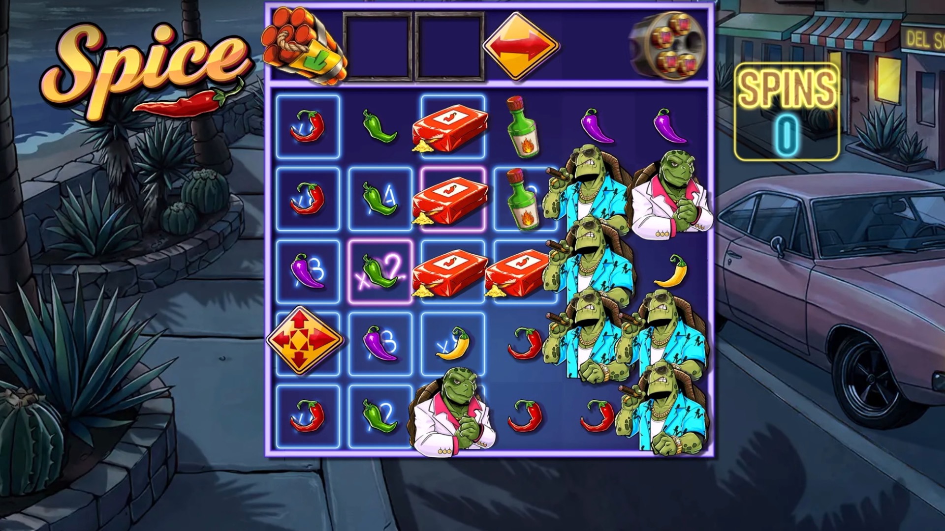Spice free spins grid gameplay