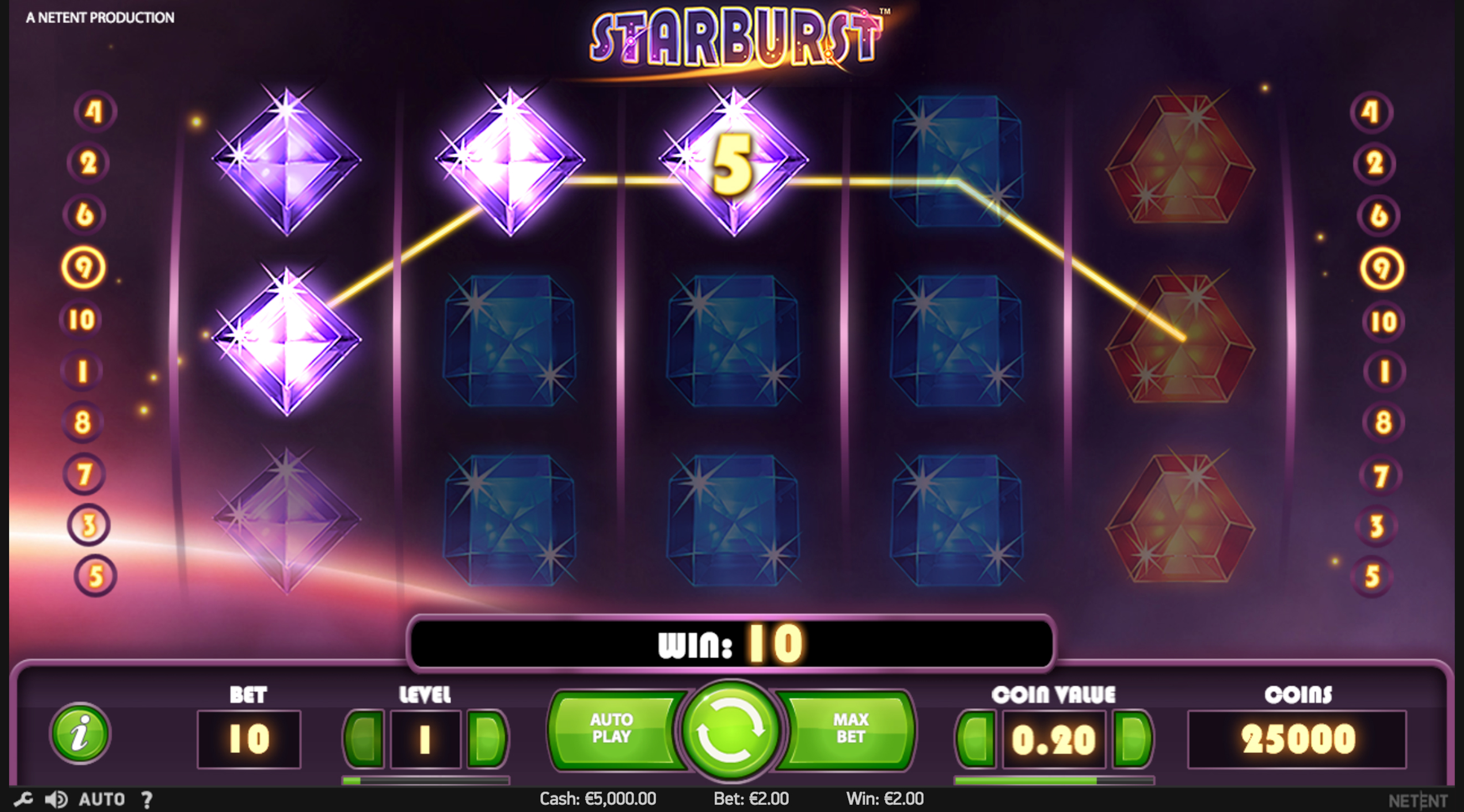 Starburst reels showing an expanding Starburst Wild triggering a respin