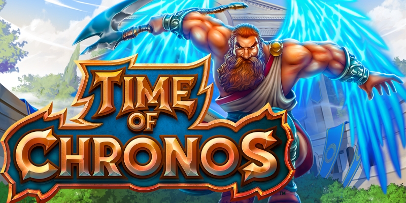 Time of Chronos official key art showing a winged, muscular Chronos figure against a classical Greek backdrop
