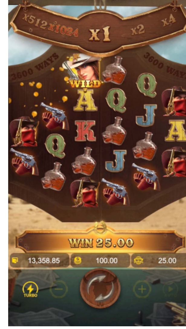 Wild Bounty Showdown screenshot showing a Gold Framed symbol that has transformed into a Wild symbol after cascading